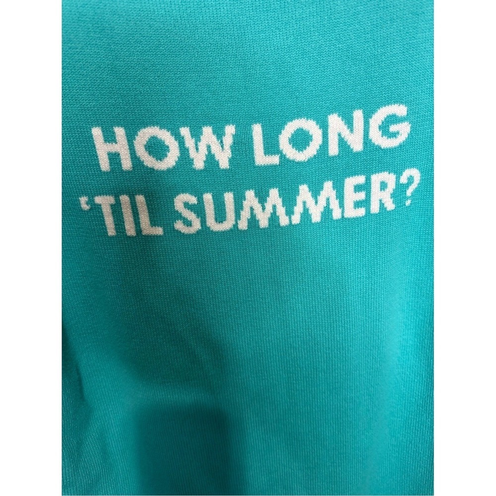 Lilly Pulitzer Sweater Women Large Teal "How Long Til Summer" Knit - Picture 3 of 4